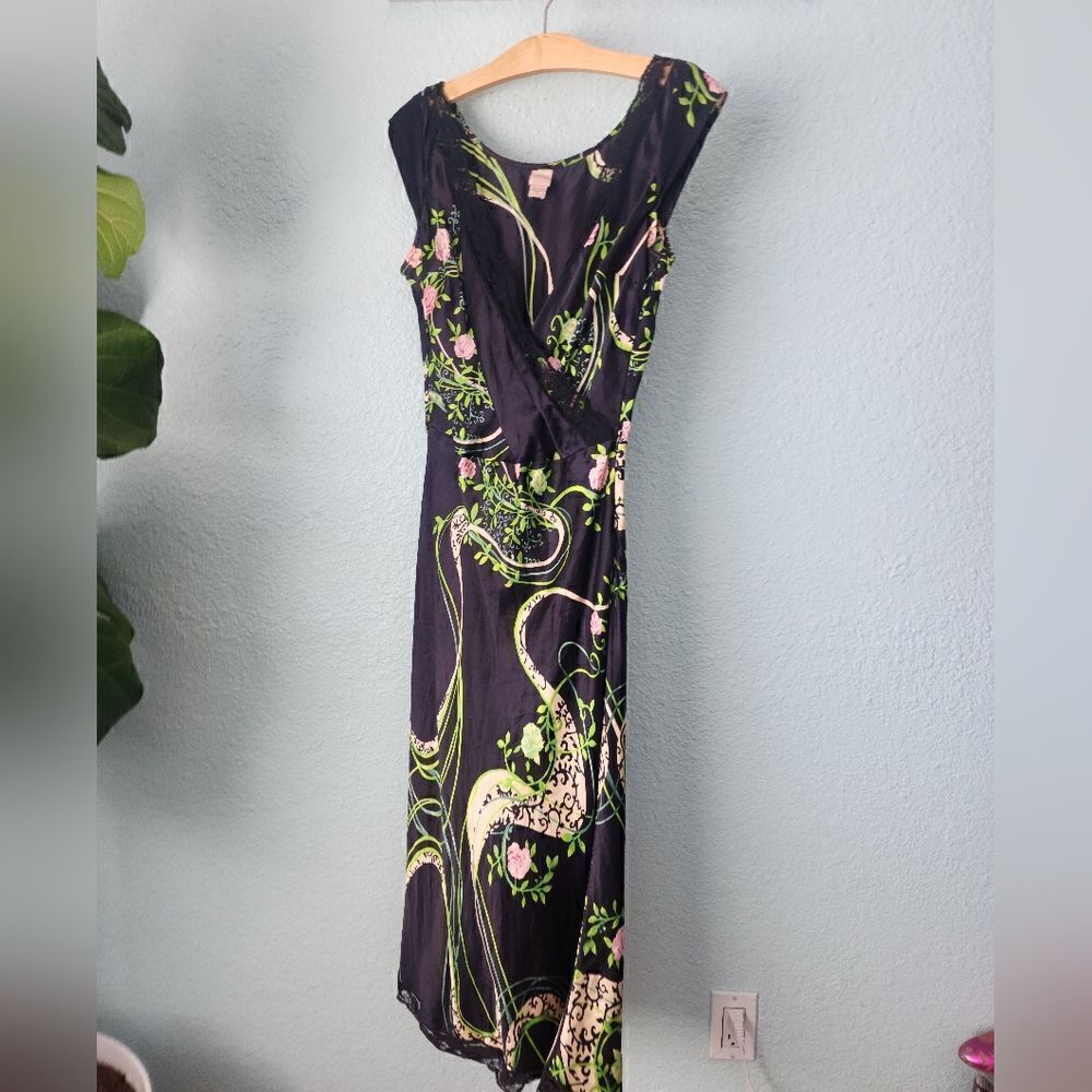 Corsage 100% silk made in India summer forest midi dress